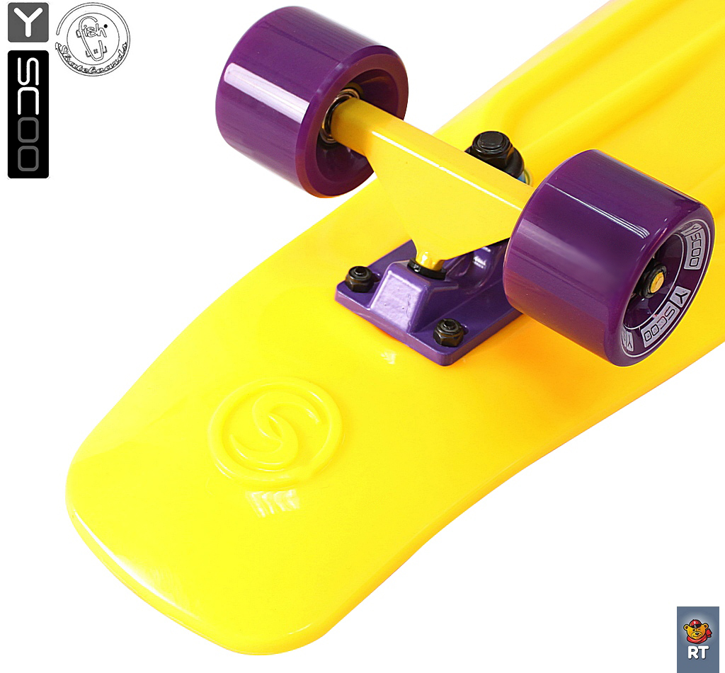 Скейтборд виниловый Y-Scoo Big Fishskateboard 27" 402-Y с сумкой, желто-фиолетовый  